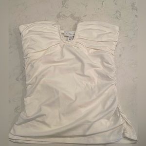 NWOT Topshop Ruched Strapless Top, White, Size Small